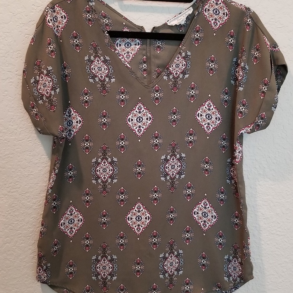 Hippy Rose Olive Print Blouse